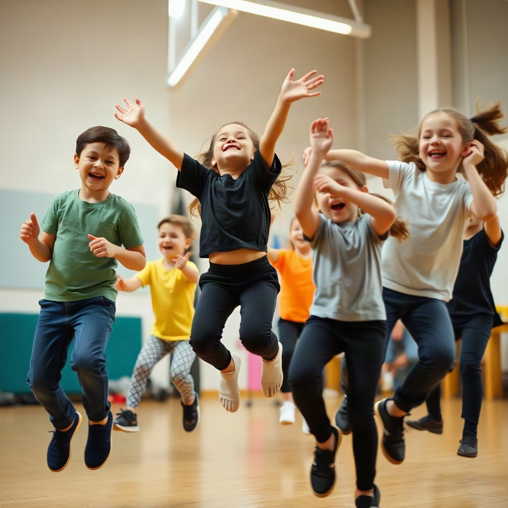 Kids moving and playing
