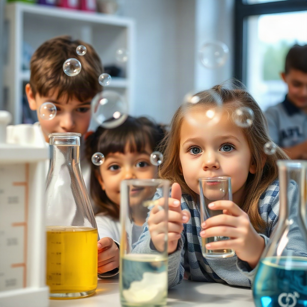 Kids doing a science experiment